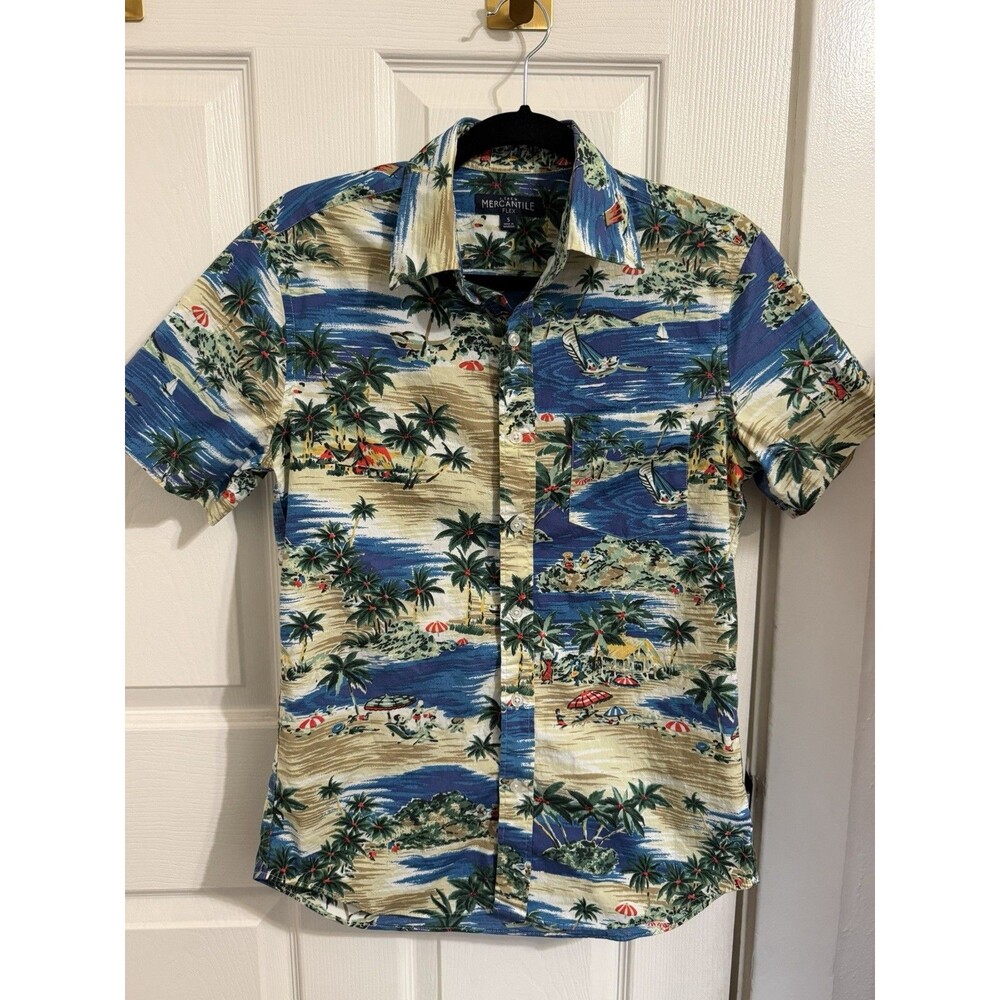 J. Crew Men’s Mercantile Button Up Shirt Sailing Lagoon Print Blue Size S